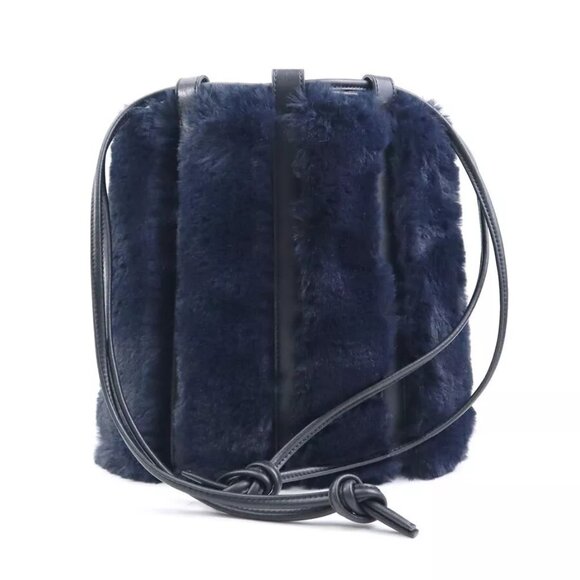 VASIC Shoulder Bag Navy/Black Fur/Leather - 55804f - Picture 1 of 12